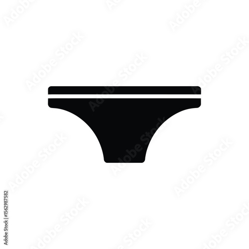 Simple black bikini bottom garment rests against the blank white backdrop, transparent background