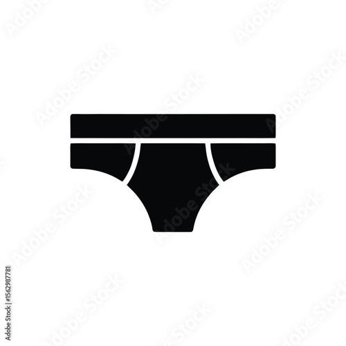 Simple black icon shows classic mens brief underwear with transparent background