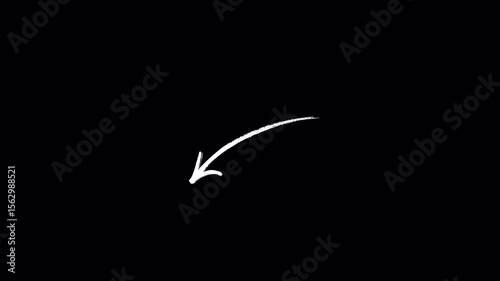 Hand-drawn marker stop motion, Arrow animation on a transparent background, Hand-drawn thin arrow graphic animation. Alpha channel.