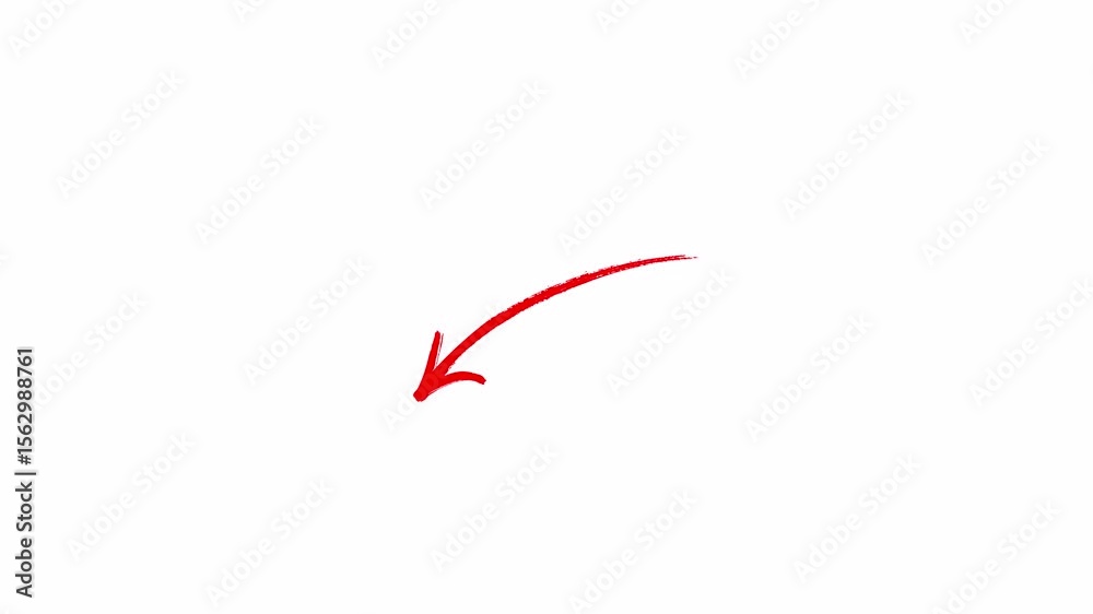 Hand-drawn Stop motion, Red marker Arrow animation on a transparent background, hand-drawn arrow graphic animation. Alpha channel.	
