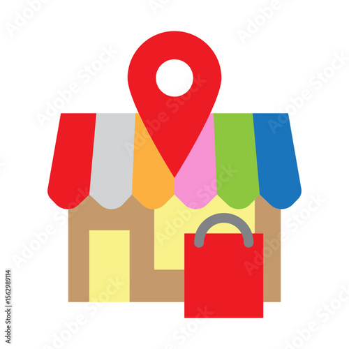 Local Market Vector Flat Icon Design