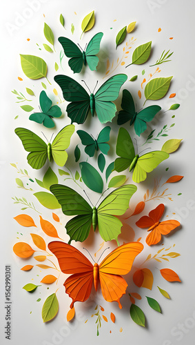 Seamless vector pattern with colorful abstract floral and butterfly elements, ideal for nature-inspired wallpaper or fabric design