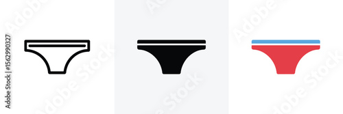 Three unique underwear icon variations show simple lines, solid fill, and bold color