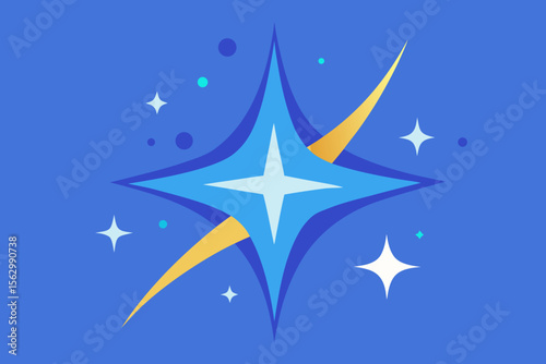 Blue star pattern vector illustration with a compass design, perfect for a winter holiday celebration card