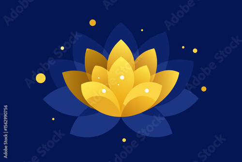 Abstract floral design featuring night sky with stars and moon illustration