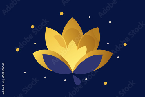A vibrant vector illustration of an abstract floral background with night sky, stars, and moon symbols