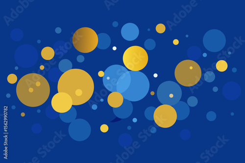 Abstract light blue background illustration with glowing circles, bokeh, and winter snow pattern