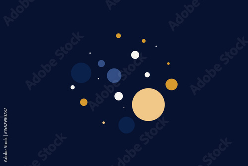Bright, glowing, abstract vector illustration of a starry night design with decorative light circles and shining bubbles