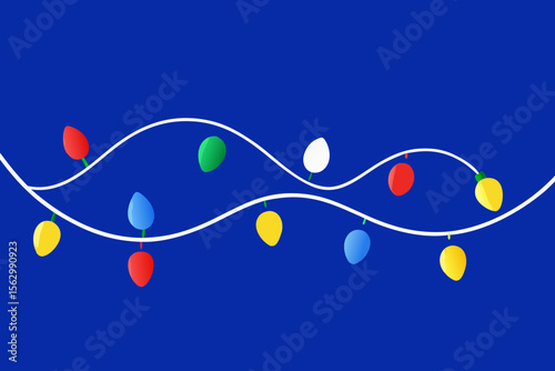 Blue floral holiday vector illustration with a Christmas tree, snowflakes, and birds on a winter background