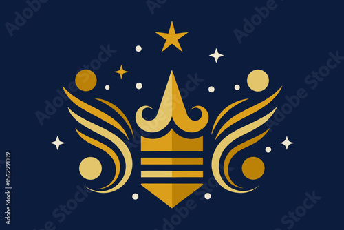 Christmas night sky vector illustration with stars, moon, and festive winter decoration