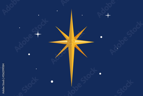 Starry night vector illustration featuring a compass on a blue background, perfect for a bright holiday design