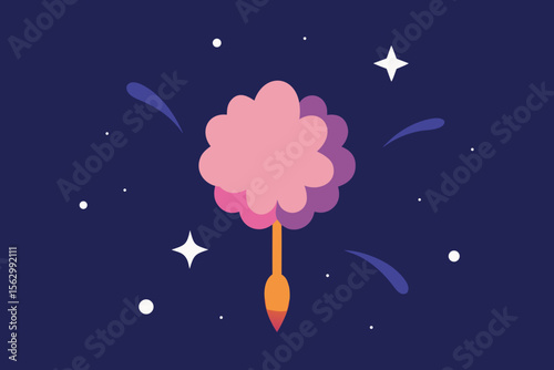 Abstract vector illustration of a night sky with stars and clouds