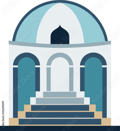 Blue and White Classical Dome Building Vector