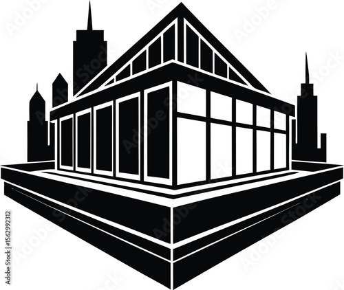 Black and White Real Estate Building Vector