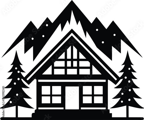 Alpine Lodge in the Mountains Vector
