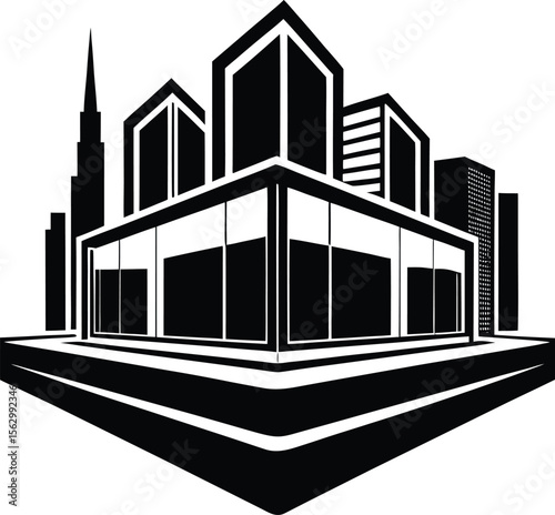 Contemporary City Office Building Vector