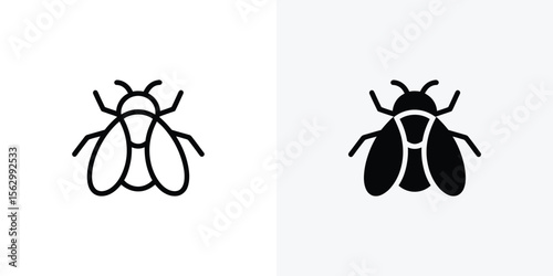 Two variations display a simple black fly icon over a white background