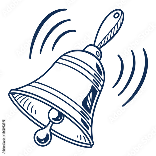 A classic hand drawn illustration of a ringing bell with sound waves emanating outwards symbolizing communication or an alert