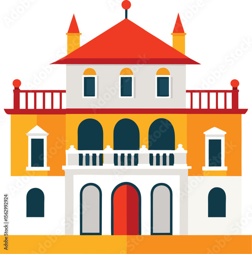 Luxury Villa Icon in Bright Colors