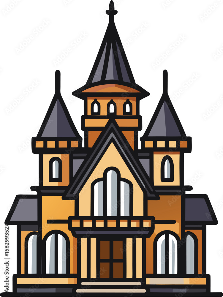 Obraz premium Orange Roof Haunted Mansion Vector