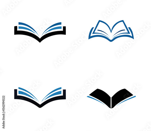 Open book education logo vector image symbol Illustration design template