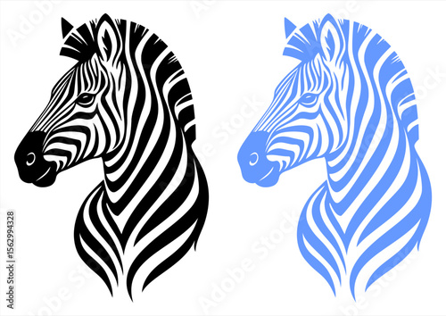 Zebra Line Art Black White Vector Design 