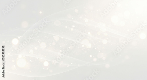柔らかな白波と光の玉ボケ背景、美容系バナーに使えるシンプルな光背景、化学、成分表イメージ