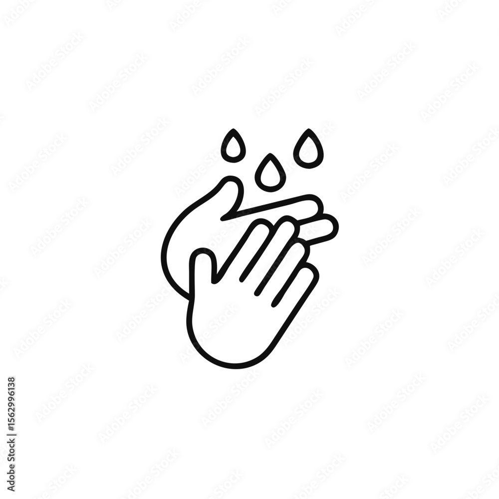 Obraz premium Hand wash icon in line style, Clean hands symbol, icon for websites and print