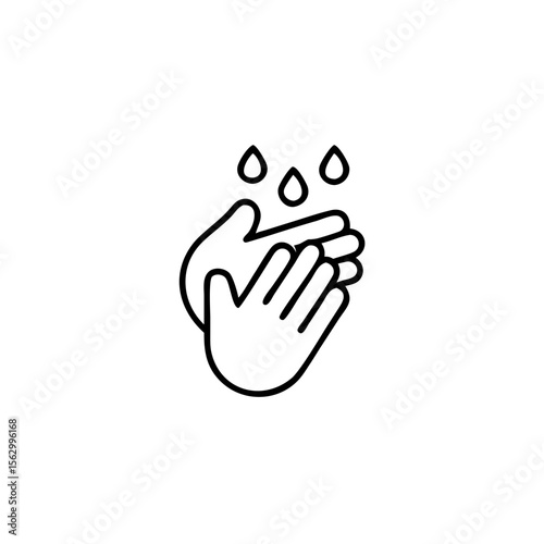 Hand wash icon in line style, Clean hands symbol, icon for websites and print
