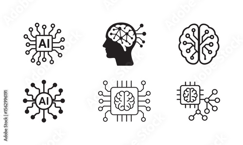 AI and Brain Circuitry Icons