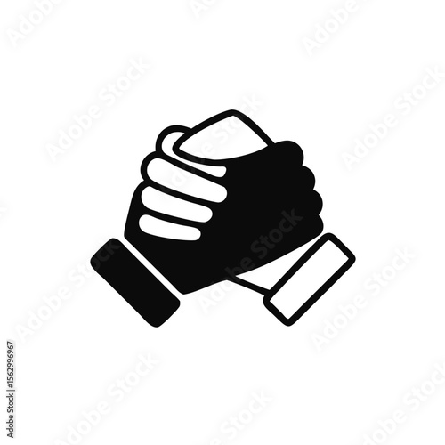 Soul brother handshake icon, thumb clasp handshake or homie handshake isolated on white background, friendship or deal business concept, vector icon for apps and websites
