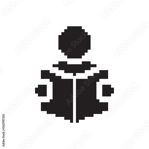 pixel art reading book icon, vector illustration on isolated background.
