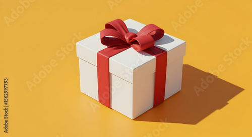 White gift box with red ribbon perfect for holidays birthdays celebrations surprises presents packages surprises joy happiness festive occasions special moments