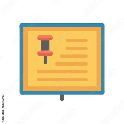 Flat design bulletin board with pinned note on black background