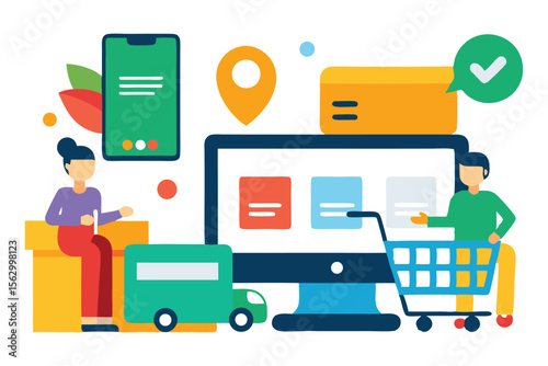 Shopping cart icons set with flat vector business symbols for web design and mobile internet technology