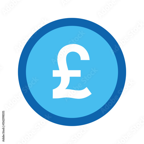 Pound sterling currency symbol in a blue coin graphic