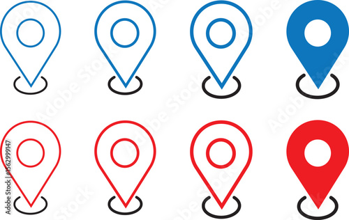 Printset of icons Location. Map pin icon, Flat icon Location, Map pointer icon,vector illustration sign,Location, vector,
