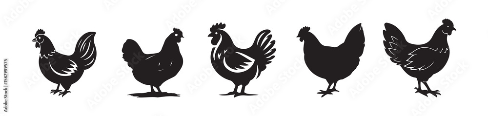 Rooster and Hen Silhouettes – Livestock Clipart Collection Rooster and Hen Silhouettes – Livestock Clipart Collection