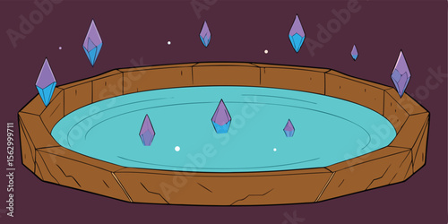 Burning candle in a luxurious spa bathroom with a child's bath and soap bubbles vector illustration