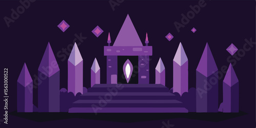 Dark fantasy vector illustration of a haunted castle against a moonlit night sky, perfect for Halloween designs