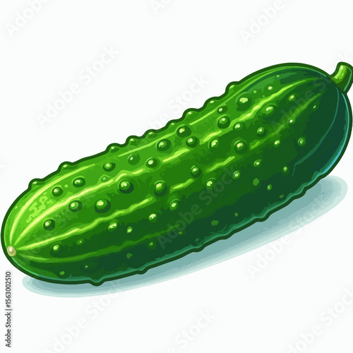 Detailed,  computer-generated  image  of  a  long,  green  cucumber.  The  cucumber  is  shown  from  a  three-quarter  view.
