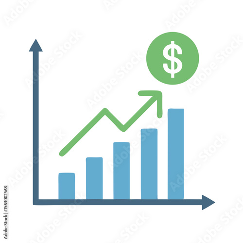 Financial growth chart showing increasing revenue with dollar symbol