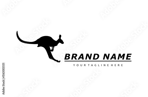Kangaroo animal australia nature logo design ventage illustration