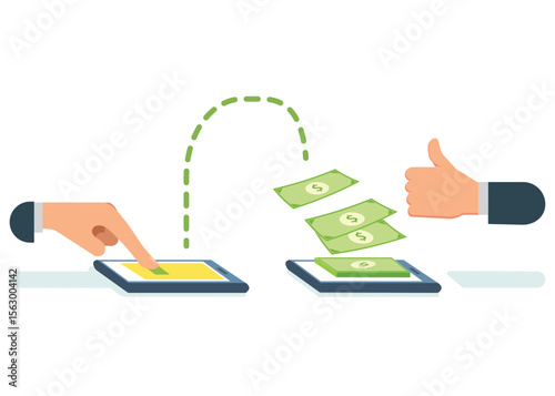 People sending and receiving money wirelessly stock illustration. Contactless, Transfer.