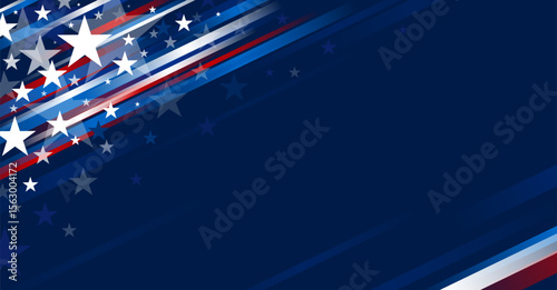 4th of july USA independence day banner design of stars and line on blue background with copy space vector illustration