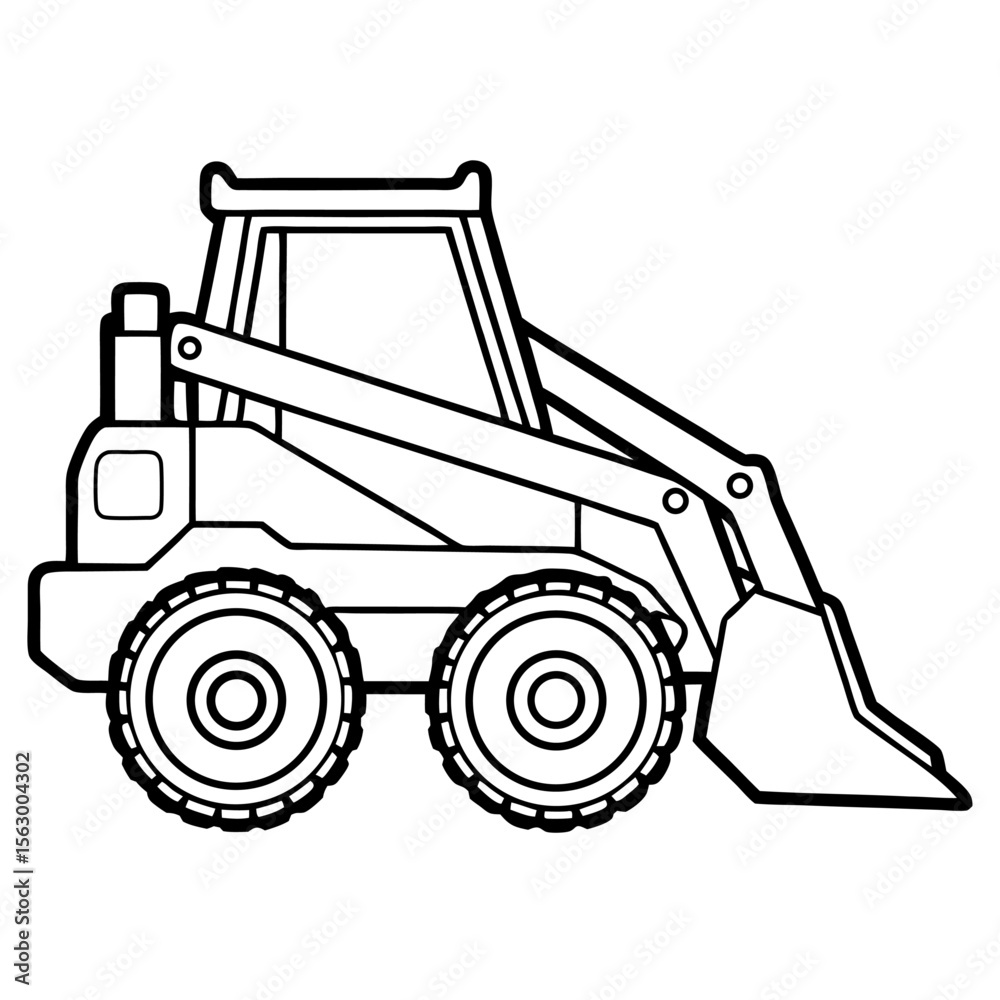 Naklejka premium Clean vector illustration of a skid steer loader on a white background with vibrant color accents