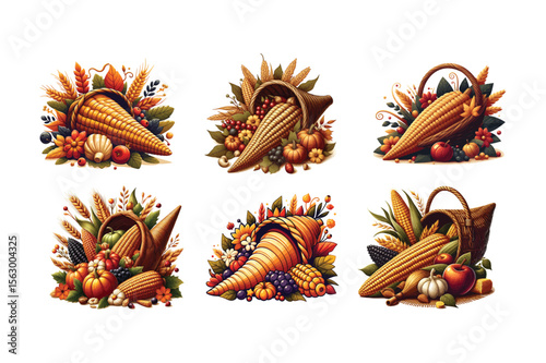 Autumn harvest cornucopia arrangements pumpkins