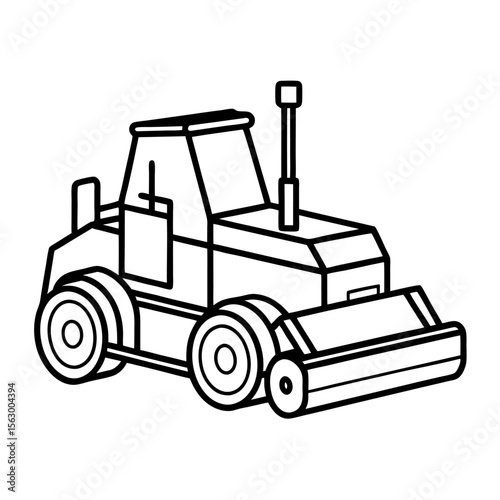Clean vector illustration of a paver machine on a white background with colorful elements