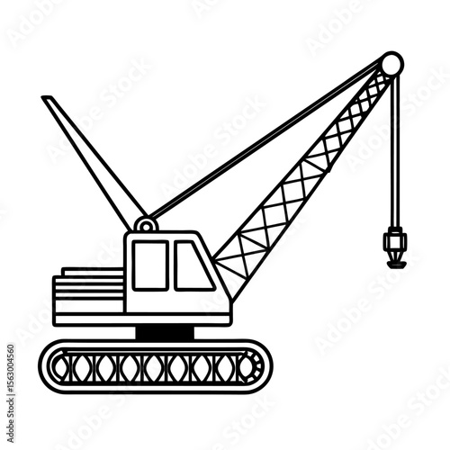 Clean and modern illustration of a crawler crane on a white background