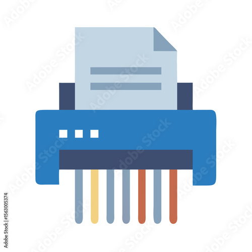 Digital illustration of paper shredder machine on black background